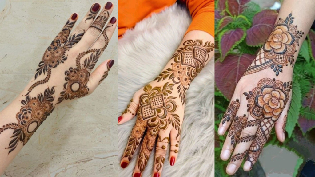 Simple mehndi design back hand