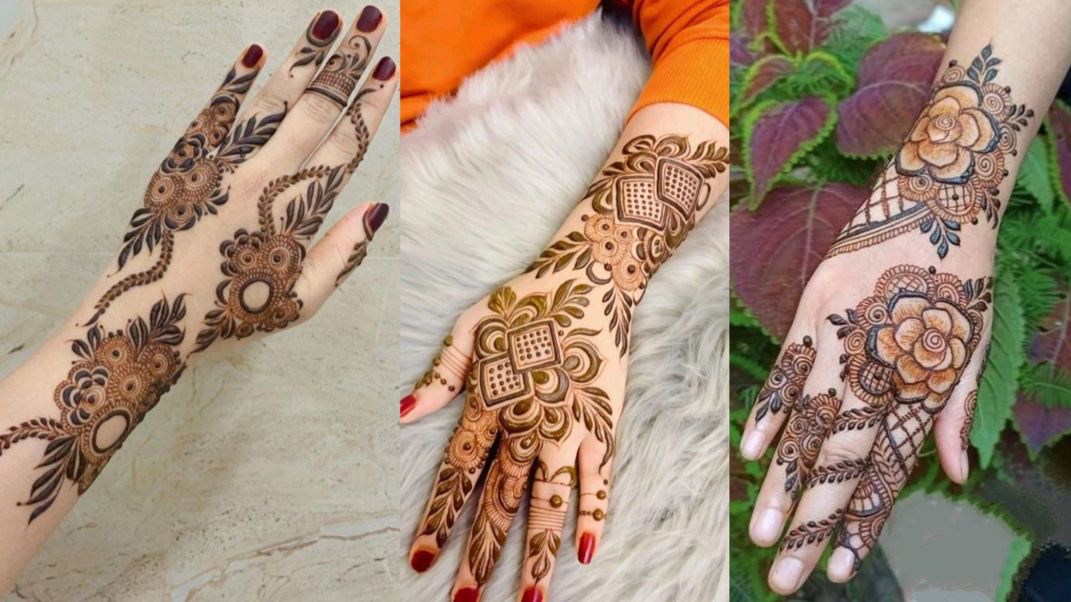Simple mehndi design back hand