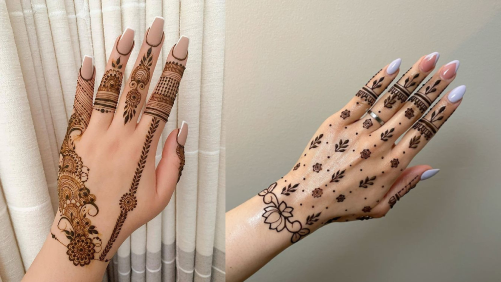 Simple mehndi design back hand