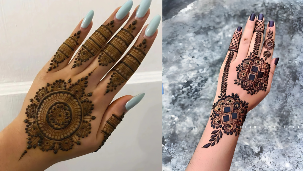 Stylish back hand mehndi dessign